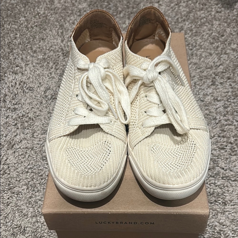 Lucky Brand Ivory Knit Casual Sneakers